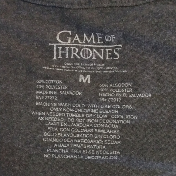 Game of Thrones grey short sleeve tee shirt M - Picture 7 of 7